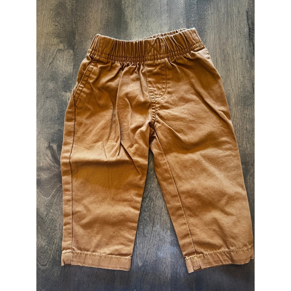Carters Baby Boy Brown Elastic Waist Pull On Canvas Pants 9M 17877410
